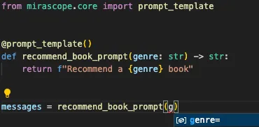 Mirascope Prompt Autocomplete