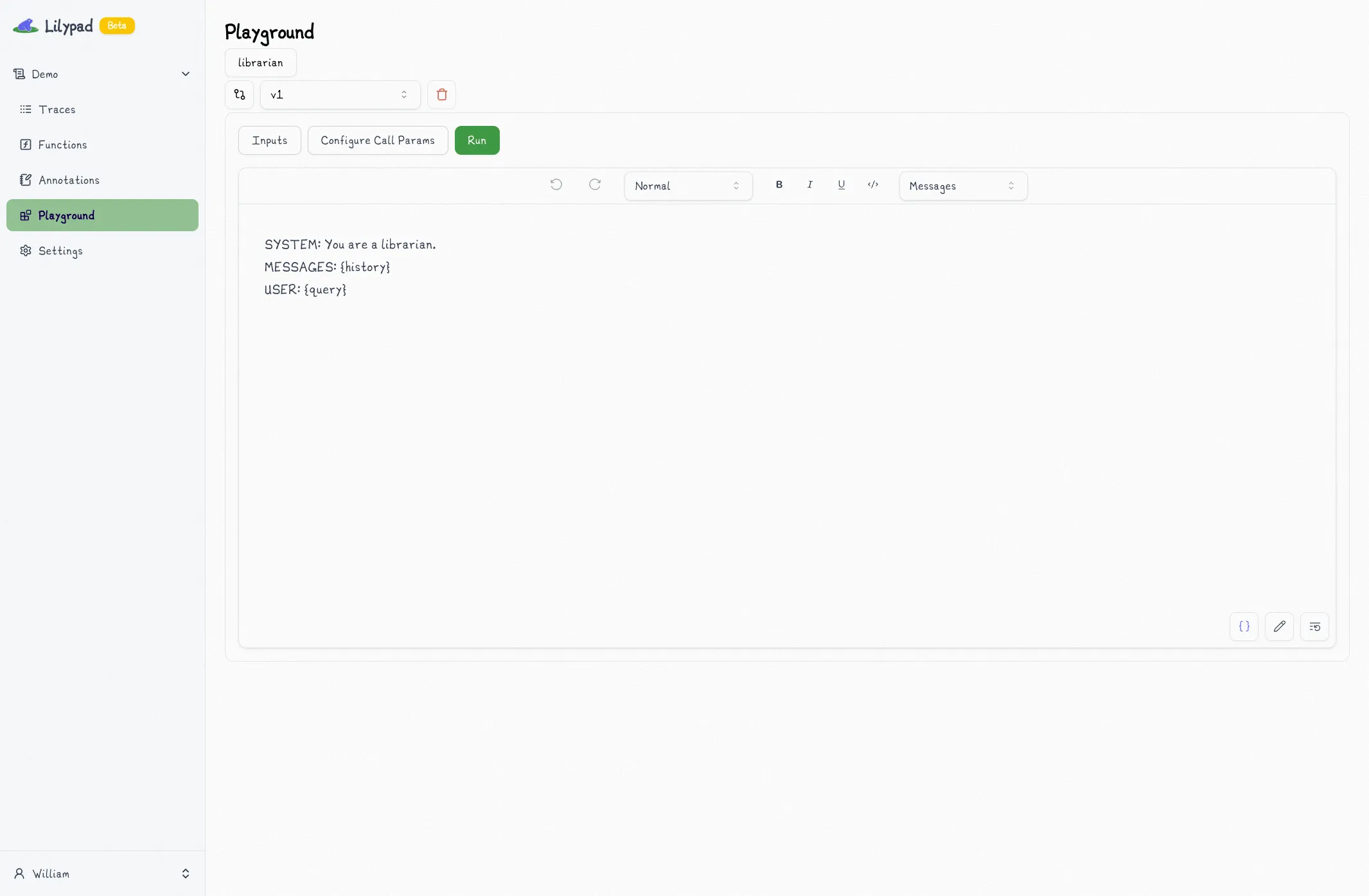 Lilypad Prompt Editor Screenshot